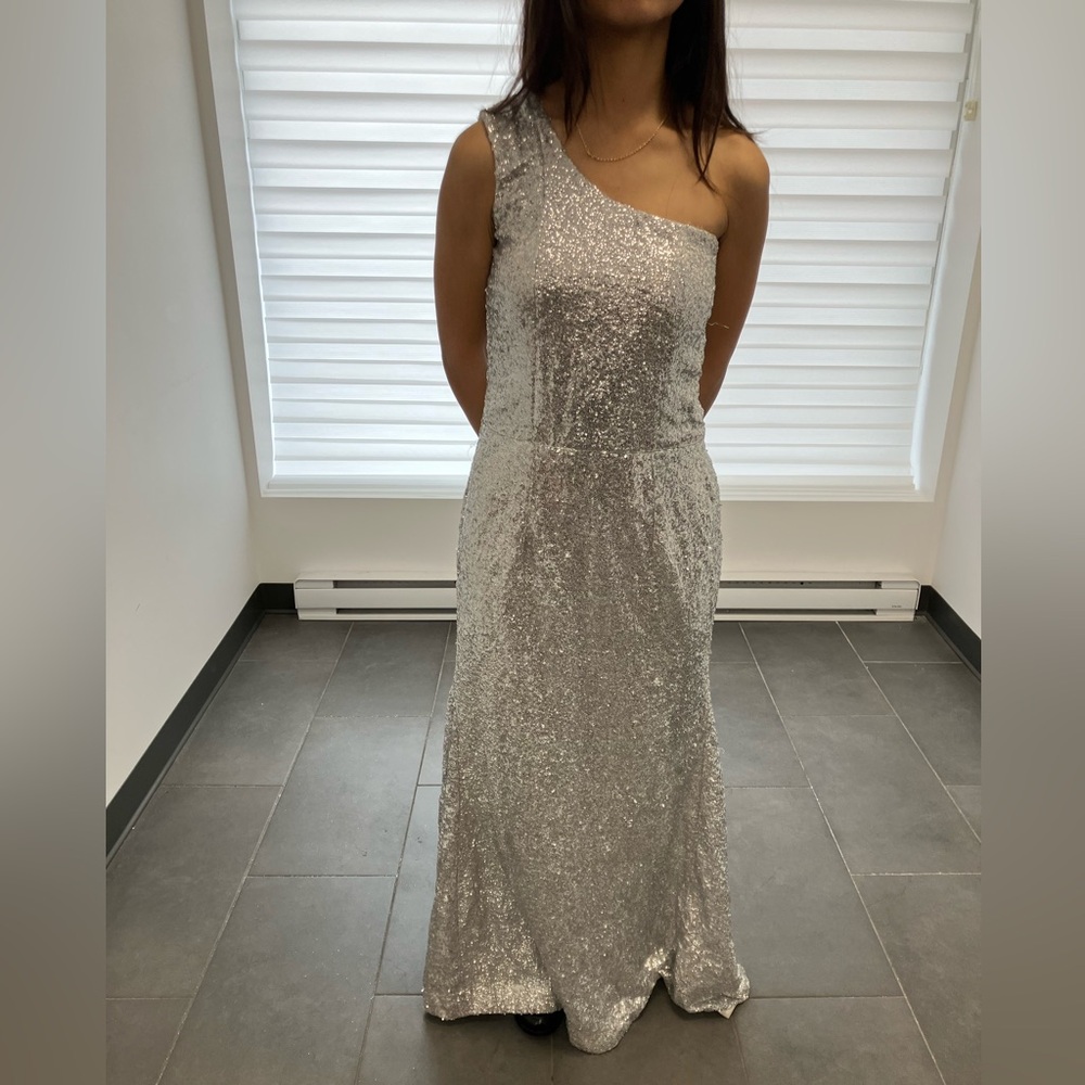 Small handmade Elegant Silver One-Shoulder Dress